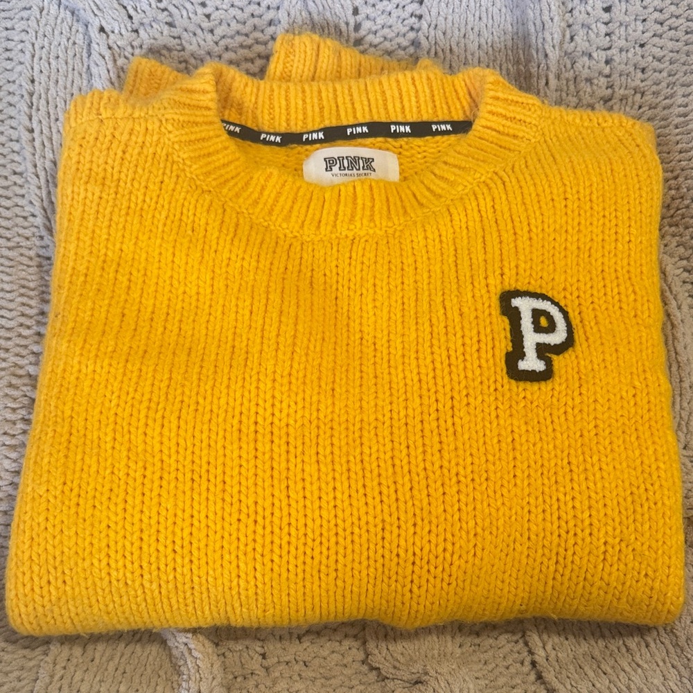 PINK Victoria's Secret Bright Yellow Crewneck Sweater